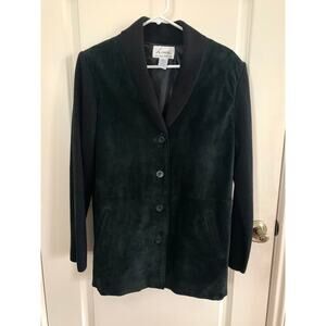 Linea by Louis Dell'Olio Vintage 100% Suede Leather Button Down Jacket in Black